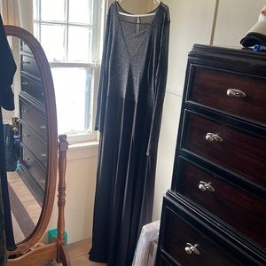 Long tall Sally size 16 formal black and sheer sleeve with sparkle black dress